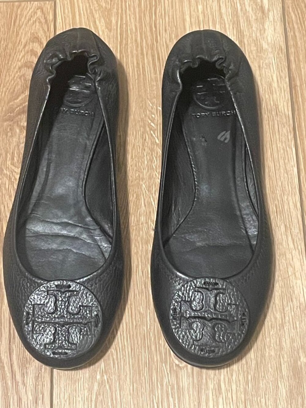 Tory Burch Black Logo Ballet Flats Womens Size 8